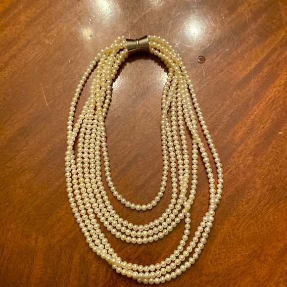 Pearl multi strand necklace with magnetic closure. Excellent condition. - Picture 1 of 9
